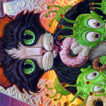 Darstellung des Puzzle Motivs Cats Aliens And Donuts - Jeff Haynie 500 Puzzle 3D Modell