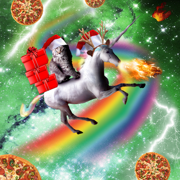 Darstellung des Puzzle Motivs Christmas Unicorn Cat Adventuring in Space - Random Galaxy 1000 Puzzle 3D Modell
