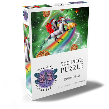 Darstellung des Puzzle Motivs Christmas Unicorn Cat Adventuring in Space - Random Galaxy 500 Puzzle Schachtel Ansicht2