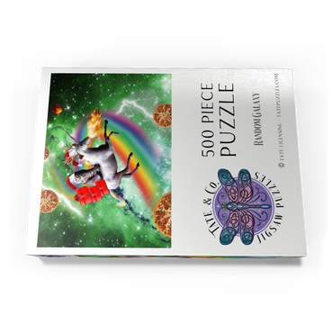 Darstellung des Puzzle Motivs Christmas Unicorn Cat Adventuring in Space - Random Galaxy 500 Puzzle Schachtel Ansicht3