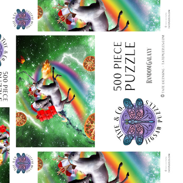 Darstellung des Puzzle Motivs Christmas Unicorn Cat Adventuring in Space - Random Galaxy 500 Puzzle Schachtel 3D Modell