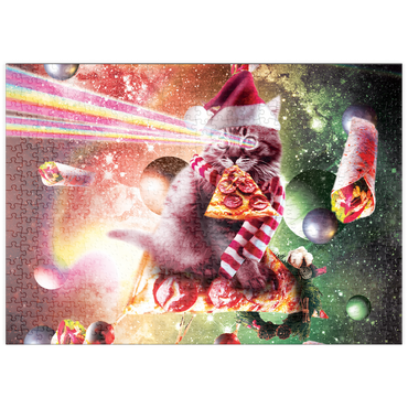 Darstellung des Puzzle Motivs puzzleplate Pizza Laser Cat Celebrating Christmas - Random Galaxy 500 Puzzle