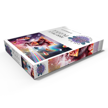 Darstellung des Puzzle Motivs Rainbow Space Cat Firing Pizza Lasers - Random Galaxy 1000 Puzzle Schachtel Ansicht1