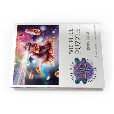 Darstellung des Puzzle Motivs Rainbow Space Cat Firing Pizza Lasers - Random Galaxy 500 Puzzle Schachtel Ansicht3