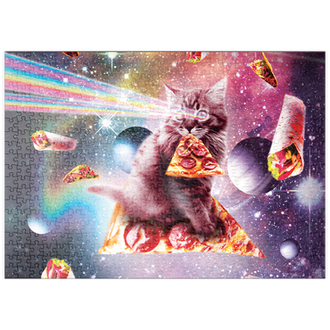 Darstellung des Puzzle Motivs puzzleplate Rainbow Space Cat Firing Pizza Lasers - Random Galaxy 500 Puzzle