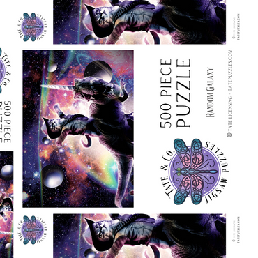 Darstellung des Puzzle Motivs Cowboy Cat with Dinosaur in Galaxy - Random Galaxy 500 Puzzle Schachtel 3D Modell