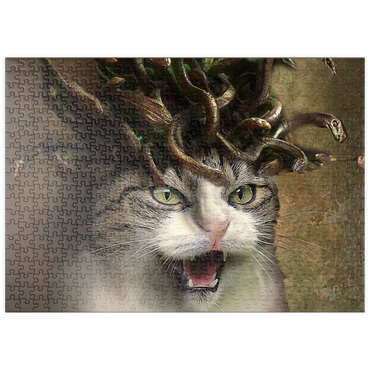 Darstellung des Puzzle Motivs puzzleplate Meowdusa Vintage Medusa Cat - Random Galaxy 500 Puzzle
