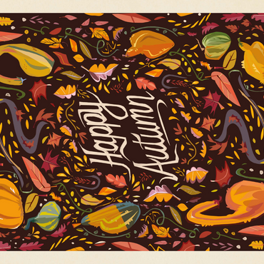 Darstellung des Puzzle Motivs Happy Autum, Colorful Autumn Harvest with Leaves and Gourds 1000 Puzzle 3D Modell