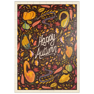 Darstellung des Puzzle Motivs puzzleplate Happy Autum, Colorful Autumn Harvest with Leaves and Gourds 100 Puzzle