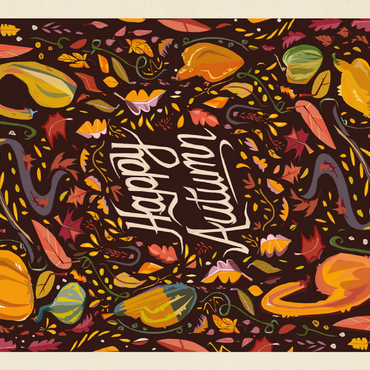 Darstellung des Puzzle Motivs Happy Autum, Colorful Autumn Harvest with Leaves and Gourds 200 Puzzle 3D Modell