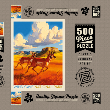 Darstellung des Puzzle Motivs Wind Cave National Park: Antelope At Play 500 Puzzle Schachtel 3D Modell