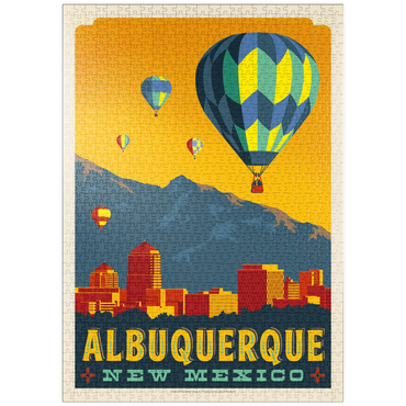 Darstellung des Puzzle Motivs puzzleplate Albuquerque, New Mexico Skyline with Hot Air Balloons and Mountains 1000 Puzzle