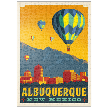 Darstellung des Puzzle Motivs puzzleplate Albuquerque, New Mexico Skyline with Hot Air Balloons and Mountains 500 Puzzle
