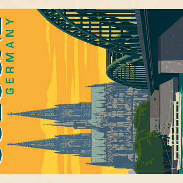 Darstellung des Puzzle Motivs Germany: Cologne Skyline with Cathedral and Hohenzollern Bridge 100 Puzzle 3D Modell