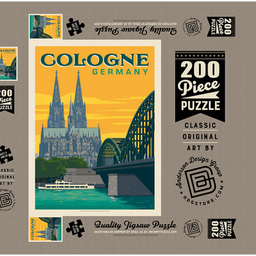 Darstellung des Puzzle Motivs Germany: Cologne Skyline with Cathedral and Hohenzollern Bridge 200 Puzzle Schachtel 3D Modell