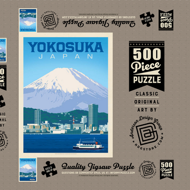 Darstellung des Puzzle Motivs Japan: Yokosuka Waterfront with Mount Fuji and Cityscape 500 Puzzle Schachtel 3D Modell