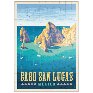Darstellung des Puzzle Motivs puzzleplate Cabo San Lucas Mexico – El Arco Rock Formations and Turquoise Sea 100 Puzzle