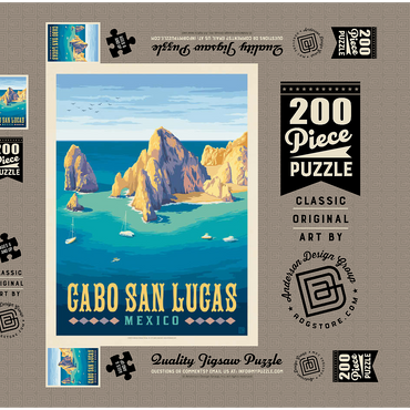Darstellung des Puzzle Motivs Cabo San Lucas Mexico – El Arco Rock Formations and Turquoise Sea 200 Puzzle Schachtel 3D Modell