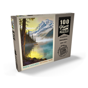 Darstellung des Puzzle Motivs North Cascades National Park Lake View Canoe Scene 100 Puzzle Schachtel Ansicht2