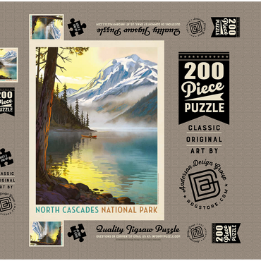 Darstellung des Puzzle Motivs North Cascades National Park Lake View Canoe Scene 200 Puzzle Schachtel 3D Modell