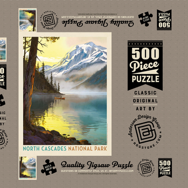 Darstellung des Puzzle Motivs North Cascades National Park Lake View Canoe Scene 500 Puzzle Schachtel 3D Modell