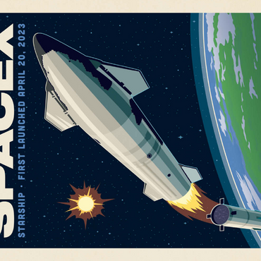 Darstellung des Puzzle Motivs SpaceX Starship: 2023 100 Puzzle 3D Modell