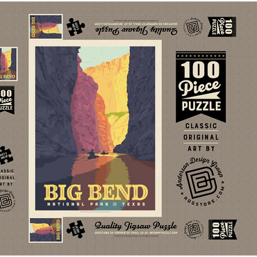 Darstellung des Puzzle Motivs Big Bend National Park: Rio Grande 100 Puzzle Schachtel 3D Modell