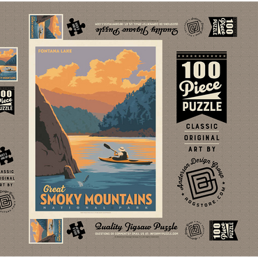 Darstellung des Puzzle Motivs Great Smoky Mountains National Park: Fontana Lake 100 Puzzle Schachtel 3D Modell