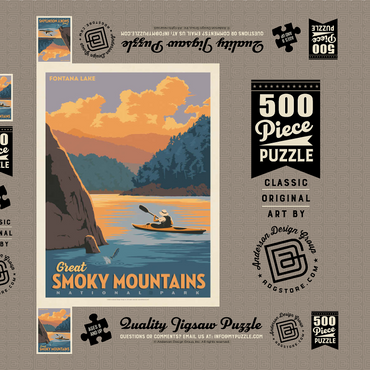 Darstellung des Puzzle Motivs Great Smoky Mountains National Park: Fontana Lake 500 Puzzle Schachtel 3D Modell