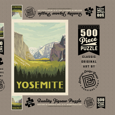 Darstellung des Puzzle Motivs Yosemite National Park: Valley View with El Capitan and Bridalveil Fall 500 Puzzle Schachtel 3D Modell