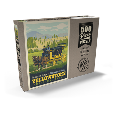 Darstellung des Puzzle Motivs Yellowstone National Park: Stage Coach Adventure 500 Puzzle Schachtel Ansicht2
