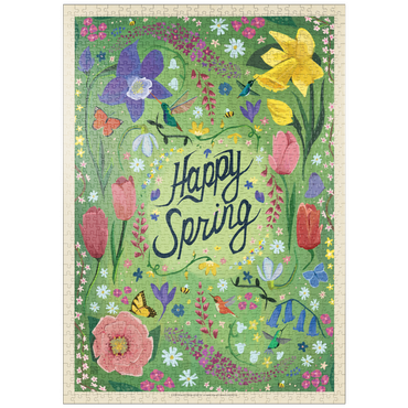 Darstellung des Puzzle Motivs puzzleplate Happy Spring Floral Garden Hummingbirds 1000 Puzzle