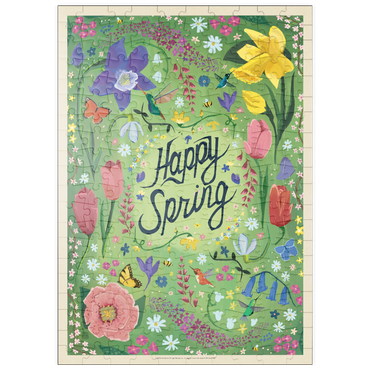 Darstellung des Puzzle Motivs puzzleplate Happy Spring Floral Garden Hummingbirds 200 Puzzle