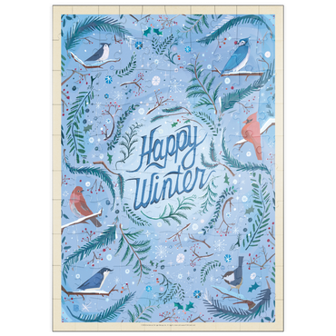Darstellung des Puzzle Motivs puzzleplate Happy Winter Songbirds Holiday Design 100 Puzzle