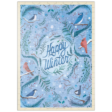 Darstellung des Puzzle Motivs puzzleplate Happy Winter Songbirds Holiday Design 200 Puzzle