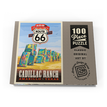 Darstellung des Puzzle Motivs 100th Anniversary Of Route 66 - Cadillac Ranch, Amarillo Texas Sunset 100 Puzzle Schachtel Ansicht3