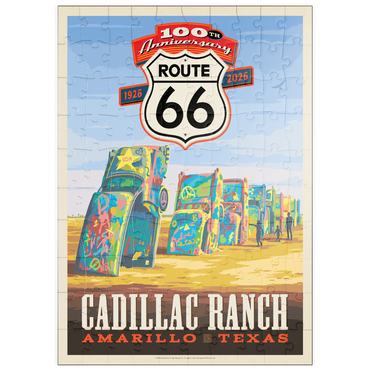 Darstellung des Puzzle Motivs puzzleplate 100th Anniversary Of Route 66 - Cadillac Ranch, Amarillo Texas Sunset 100 Puzzle
