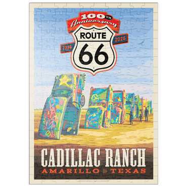 Darstellung des Puzzle Motivs puzzleplate 100th Anniversary Of Route 66 - Cadillac Ranch, Amarillo Texas Sunset 200 Puzzle