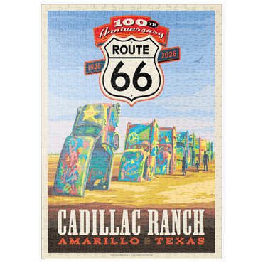 Darstellung des Puzzle Motivs puzzleplate 100th Anniversary Of Route 66 - Cadillac Ranch, Amarillo Texas Sunset 500 Puzzle