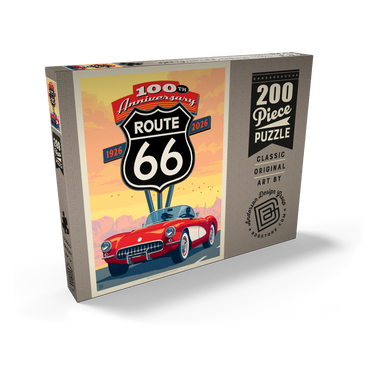 Darstellung des Puzzle Motivs 100th Anniversary Of Route 66 - Classic Red Corvette 200 Puzzle Schachtel Ansicht2