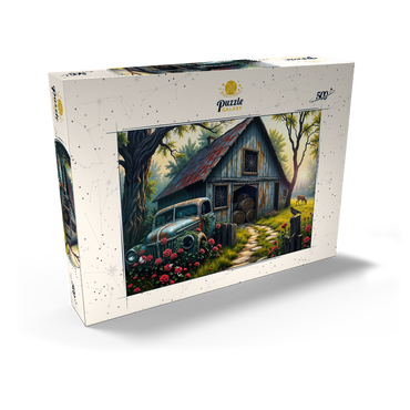 Darstellung des Puzzle Motivs Rustic Barn Vintage Truck Meadow Landscape 500 Puzzle Schachtel Ansicht2