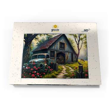 Darstellung des Puzzle Motivs Rustic Barn Vintage Truck Meadow Landscape 500 Puzzle Schachtel Ansicht3