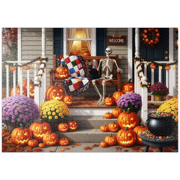 Darstellung des Puzzle Motivs puzzleplate Cozy Halloween Front Porch Decor 1000 Puzzle