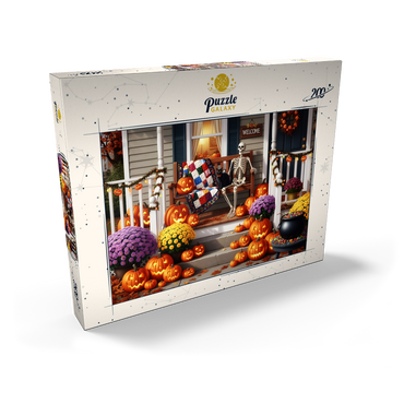 Darstellung des Puzzle Motivs Cozy Halloween Front Porch Decor 200 Puzzle Schachtel Ansicht2