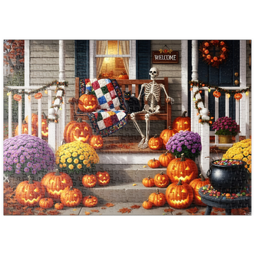 Darstellung des Puzzle Motivs puzzleplate Cozy Halloween Front Porch Decor 500 Puzzle
