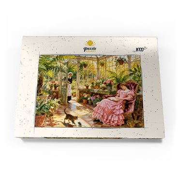 Darstellung des Puzzle Motivs Sunlit Victorian Greenhouse Reading Nook 1000 Puzzle Schachtel Ansicht3