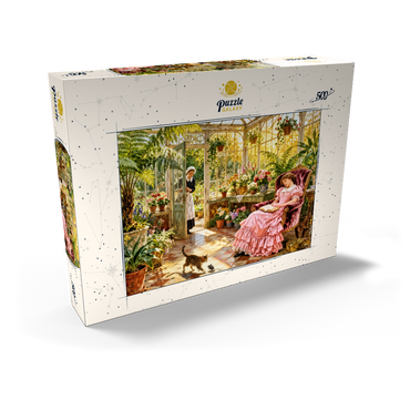 Darstellung des Puzzle Motivs Sunlit Victorian Greenhouse Reading Nook 500 Puzzle Schachtel Ansicht2