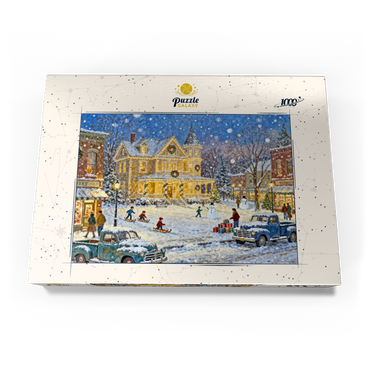 Darstellung des Puzzle Motivs Snowy Victorian Christmas Town Square House 1000 Puzzle Schachtel Ansicht3