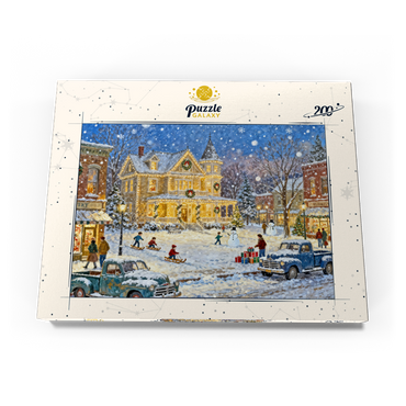 Darstellung des Puzzle Motivs Snowy Victorian Christmas Town Square House 200 Puzzle Schachtel Ansicht3