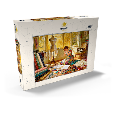 Darstellung des Puzzle Motivs Sunlit Sewing Studio Dressmaking Scene 1000 Puzzle Schachtel Ansicht2